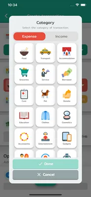 หน้าสรุปตามหมวดหมู่ในแอป Wallet Story